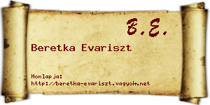 Beretka Evariszt névjegykártya